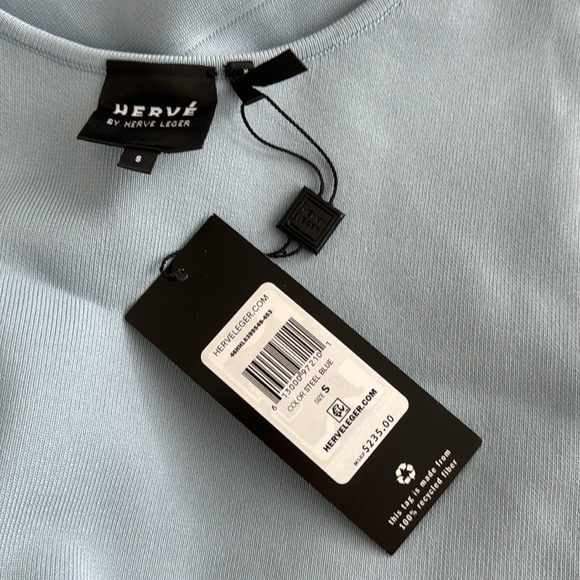 Herve Leger Crossover Bodycon Dress Steel Blue Size: S NWT - Picture 8 of 8